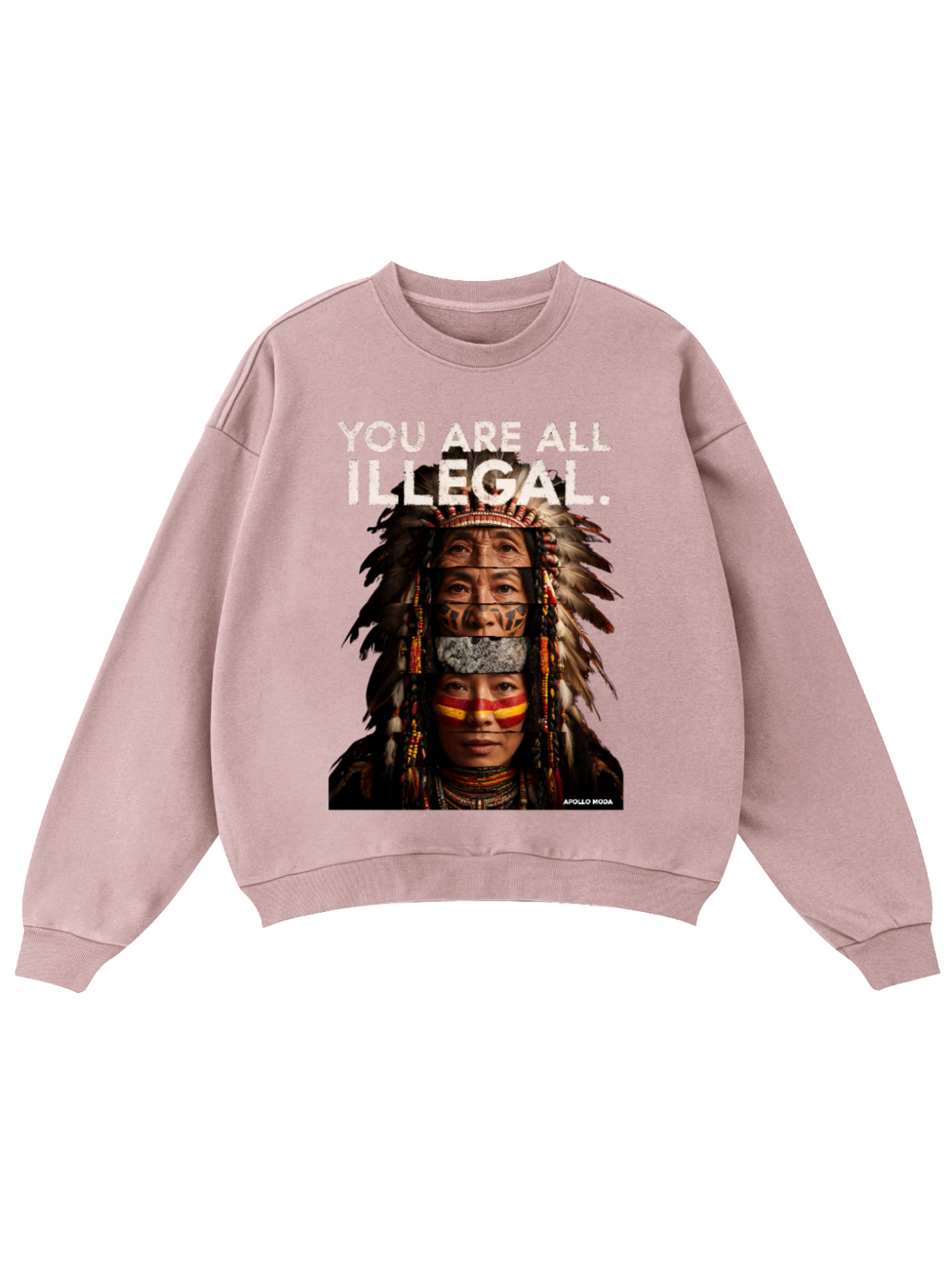 You Are All Illegal oversized sweatshirt in pink by Apollo Moda, view 2